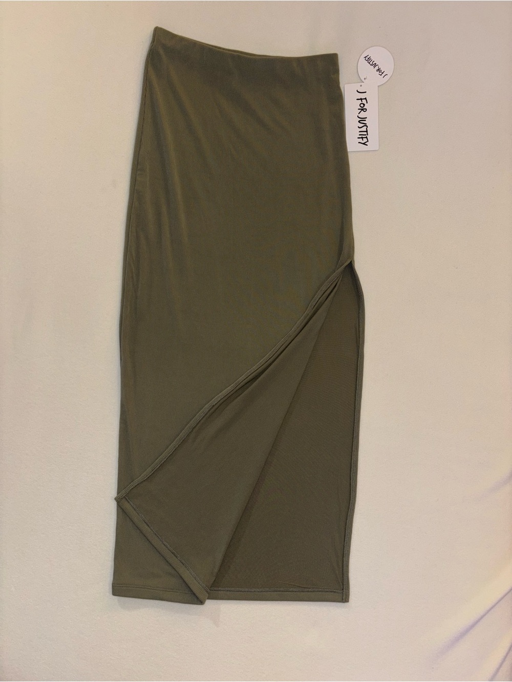 NWT Side Slit J For Justify Olive Ribbed Midi Skirt Medium
